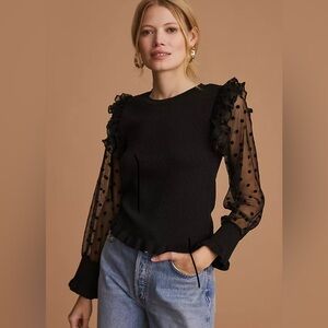 Maeve by Anthropologie Smocked Ruffled Top size Medium NWT